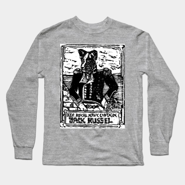 Her Royal Navy Captain Jack Russel Long Sleeve T-Shirt by Hokusai's Kitten